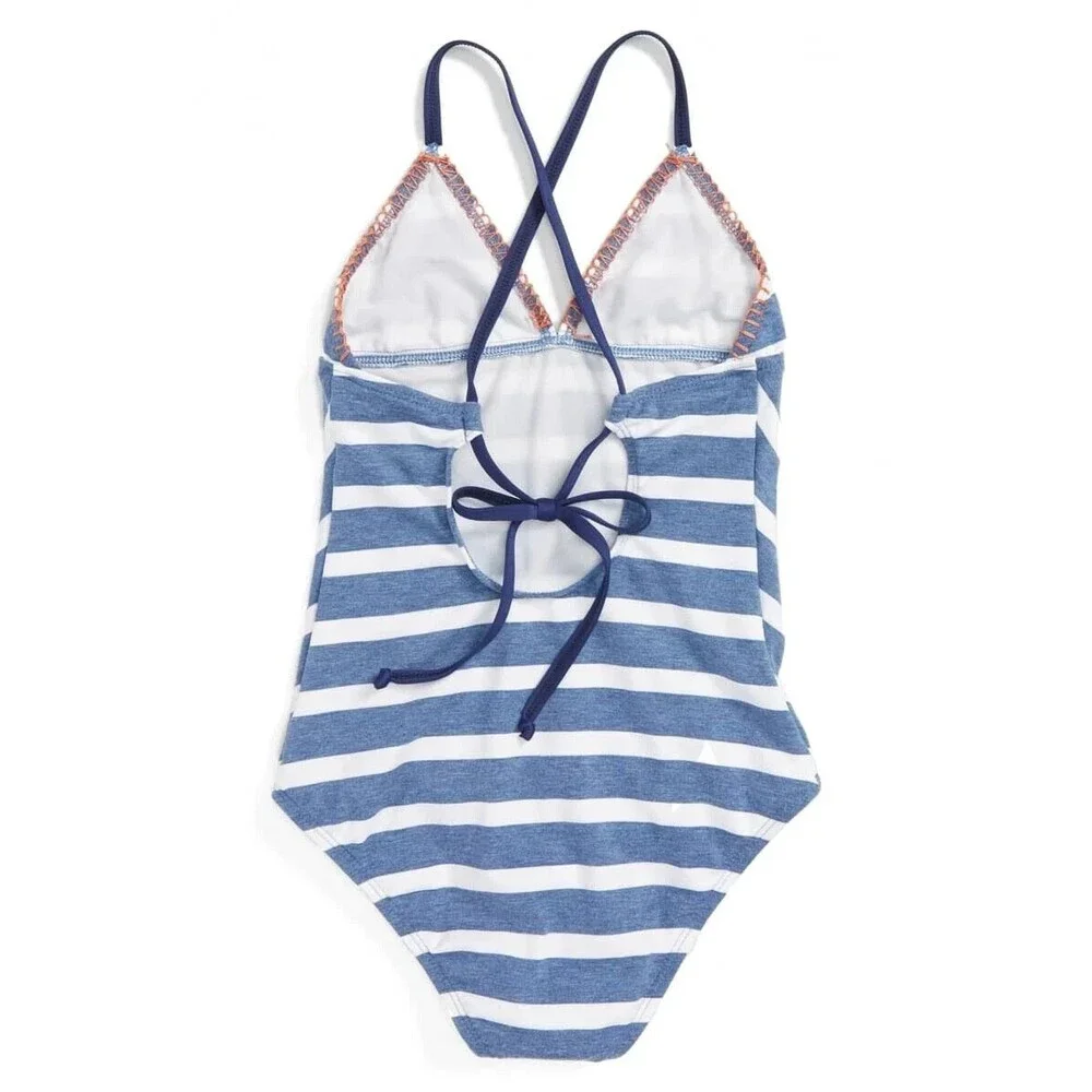 Splendid Girls Chambray Cottage Striped One Piece Sz 8 - Picture 2 of 7